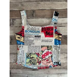 SHEIN Graphic Comic Strip Book Newspaper Pop Art Cropped Tank Top | S